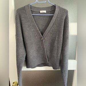 Gray\Blue Babaton Canberra merino wool cropped cardigan in L